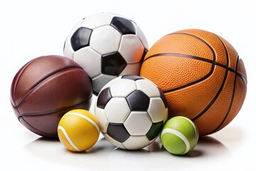 Collection of Sport Game Balls Isolated on White Background for Sports Enthusiasts and Marketing Use