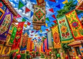 Colorful Banners with Letters for Celebrations and Events in High Dynamic Range