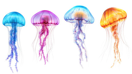 Fototapeta premium A glowing jellyfish floating against a dark background