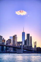 The New York City skyline from Brooklyn, New York.
