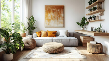 Modern Living Room Decor with Natural Elements and a Touch of Boho