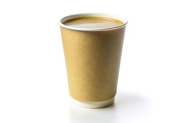 Brown paper coffee cup isolated on white background with clipping path