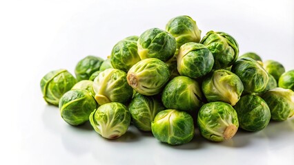 Fototapeta premium brussel sprouts ready for washing and preparation on white background
