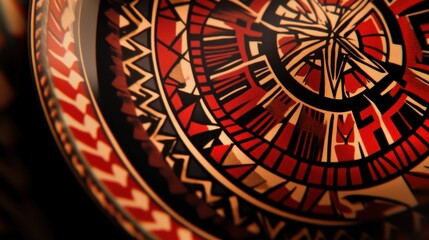 Obraz premium Close-up of a Greek plate with vibrant red and black geometric patterns