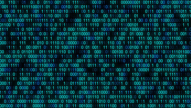 Perspective wall of binary code digital pattern background
