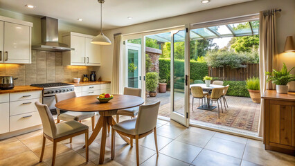 Fototapeta premium modern dining room with kitchen