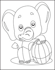 Baby Elephant Coloring Book Vectors For Kids.
