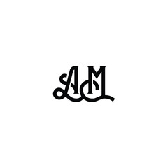AM monogram logo design letter text name symbol monochrome logotype alphabet character simple logo