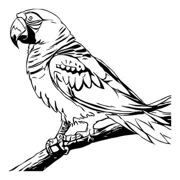 recommend clip art: Parrot . Black and white graphics. Logo design for use in graphics. T-shirt print, tattoo design.
