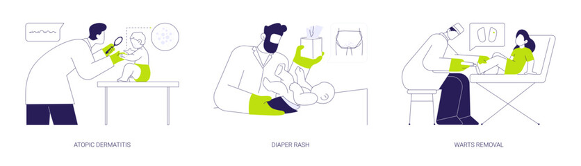 Pediatric dermatology abstract concept vector illustrations.
