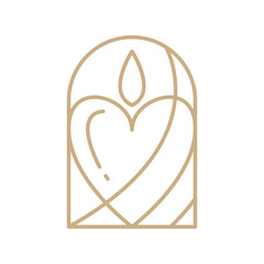 Candle heart line art aesthetics logo vector design Elegant Spa Icon. Soothing Light Symbol for Wellness and Relaxation