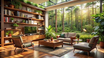 Fototapeta premium modern living room with furniture