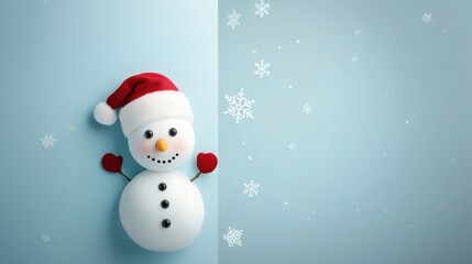 Fototapeta premium Cute snowman. Winter holiday theme.
