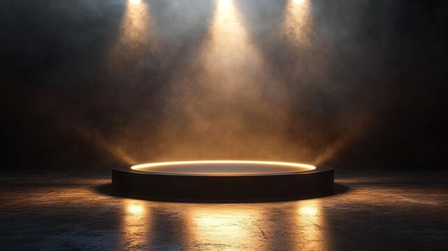 Dramatic Stage with Spotlight and Smoke Effects