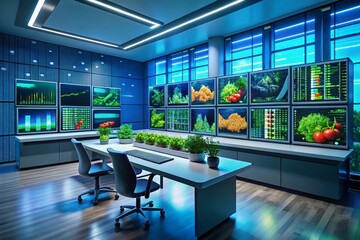 Cutting-Edge Control Room with AI Dashboards for Real-Time Food Safety Monitoring