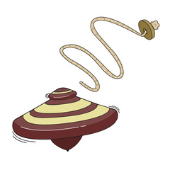  Vector illustration of Gasing or tops spinning. The traditional game of the Malay community in Malaysia. Isolated on a white background.
