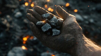 Calloused Hand Holding Glowing Embers of Coal