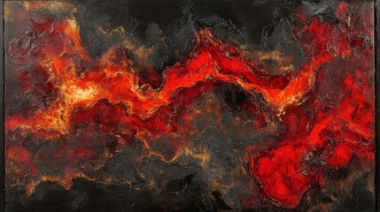 Fiery Red Patterns with Metallic Textures