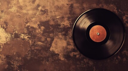 Obraz premium A retro vinyl record on a chocolate brown background