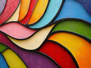 Vibrant Abstract Mural with Bold Colorful Patterns