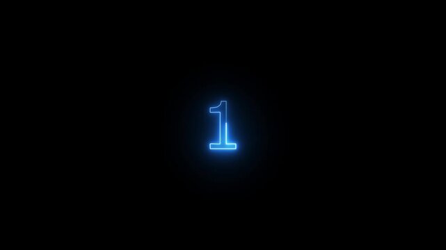 Glowing neon numeric number 1 animation. Purple and blue neon font alpha number "1". Dark background.4k video.
