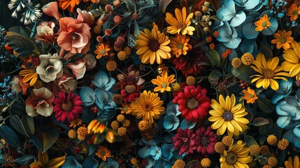 Fototapeta premium Lush and vibrant floral arrangement with a variety of colorful blooming flowers