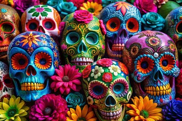 Fototapeta premium Decorative Skulls for Dia de los Muertos and Halloween Celebrations