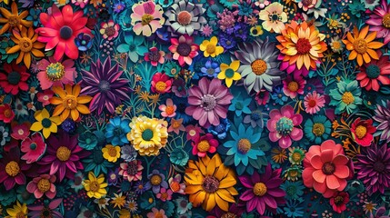 Lush and vibrant floral arrangement with a variety of colorful blooming flowers