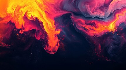 Fototapeta premium Abstract Art Background with Red Orange and Black Swirls