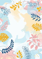 Banner frame spring background with beautiful. flower background for design. Colorful background with tropical plants.
