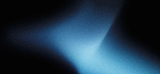 Glowing blue abstract shape, dark grainy black blue background, noise texture futuristic dynamic poster header cover wallpaper banner backdrop design