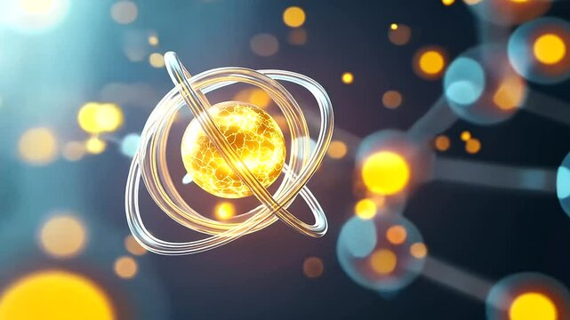 A single atom undergoing metamorphosis, shedding energy in waves of light as it transforms into something new &ndash; A dramatic and creative display of transformation, highlighting the