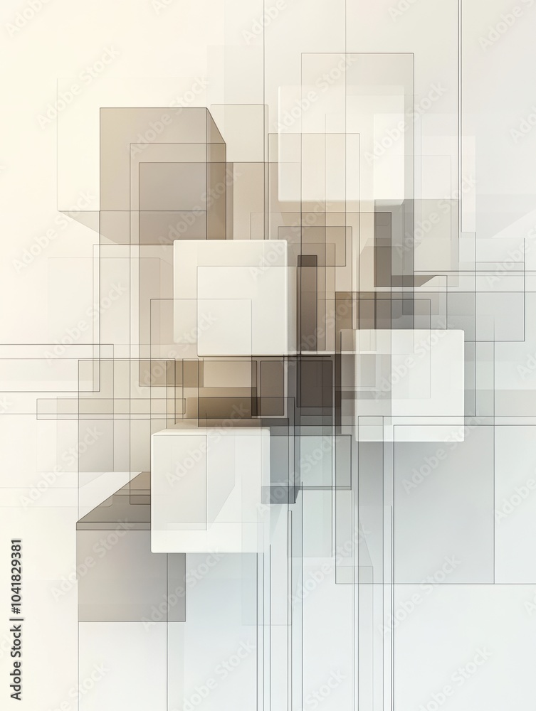 Leinwandbilder Cubes of different sizes and shades are interconnected by diagonal lines, creating a dynamic and visually interesting composition. Generative AI