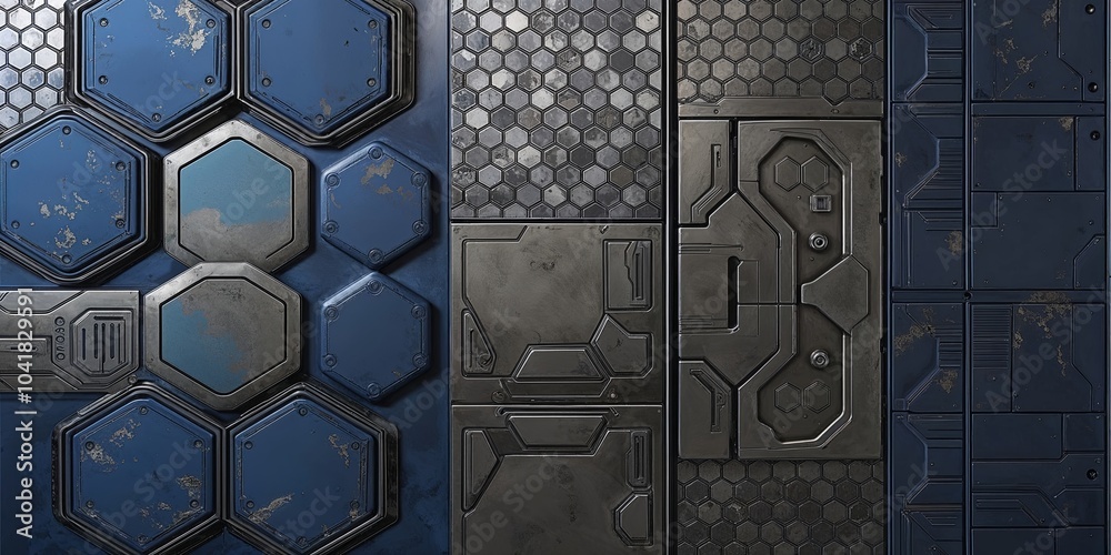 Wall mural Futuristic Hexagonal Metal Wall Panels