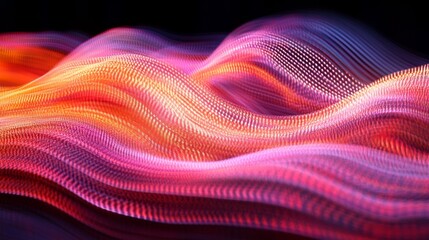 Abstract Wavy Lines with Red  Orange and Purple Glow
