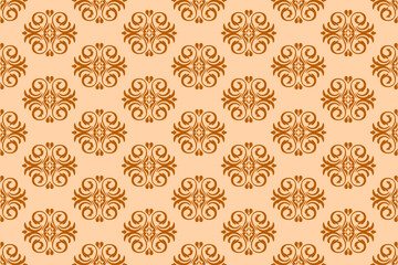 Seamless  brown decorative wallpaper pattern.Seamless floral ornament on background.