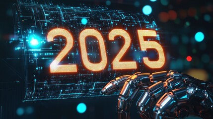 Fototapeta premium Futuristic representation of the year 2025 in digital.