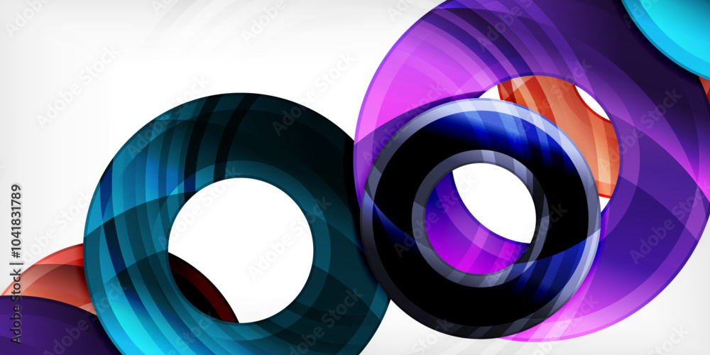 Aufkleber bright colorful circles with light effects. abstract background