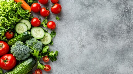 Fresh Vegetables on Gray Background