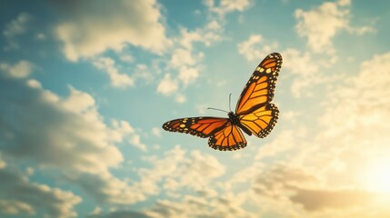 Monarch Butterfly Soaring Through the Sky