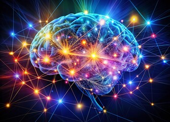 Fototapeta premium Digital Brain with Glowing Neural Pathways in Abstract Conceptual Photography for Technology and Innovation