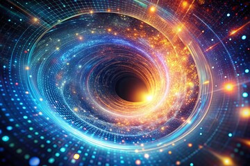 Digital Data Vortex: Long Exposure of a Wormhole Effect for Futuristic Concepts