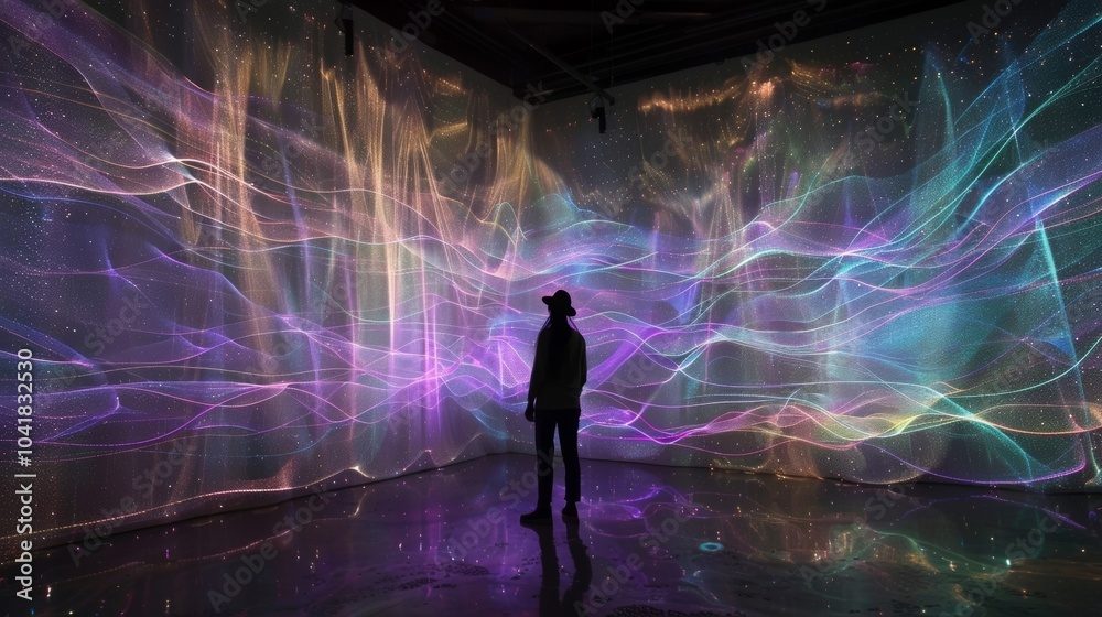 Wall mural a holographic display showcases the waveparticle duality of light in a mesmerizing visual demonstrat