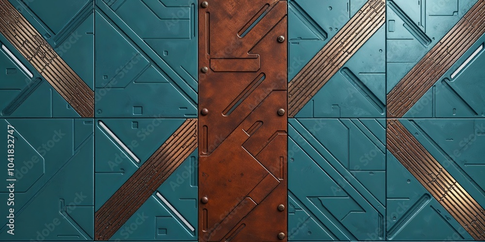 Sticker Teal, Rust, and Copper Panel