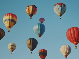 Obraz premium Colorful Aerial View of Hot Air Balloons in Festival