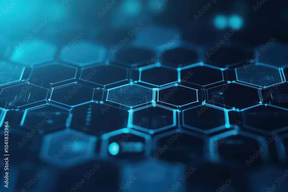 Aufkleber Geometric patterns of hexagons and circles creating a seamless technological background, top view Represents interconnectivity Digital tone Monochromatic Color Scheme
