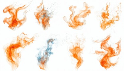 Colorful smoke swirls gracefully on a white background, forming dynamic shapes