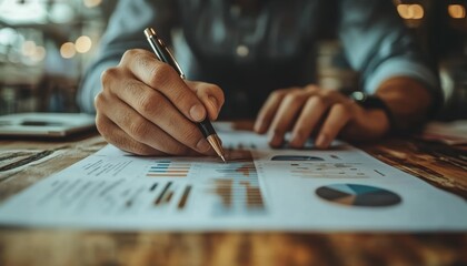 Analyzing quarterly performance data in a cozy café during the afternoon