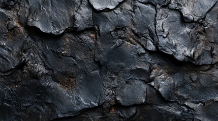 Close-up of coal texture, showcasing its rough, uneven surface and deep black hues, perfect for industrial and natural themes.