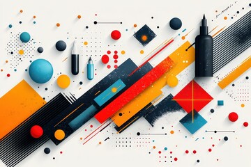 Abstract background with colorful lines and stars 